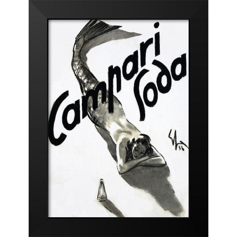 Mermaid Campari 1936 Black Modern Wood Framed Art Print by Vintage Apple Collection