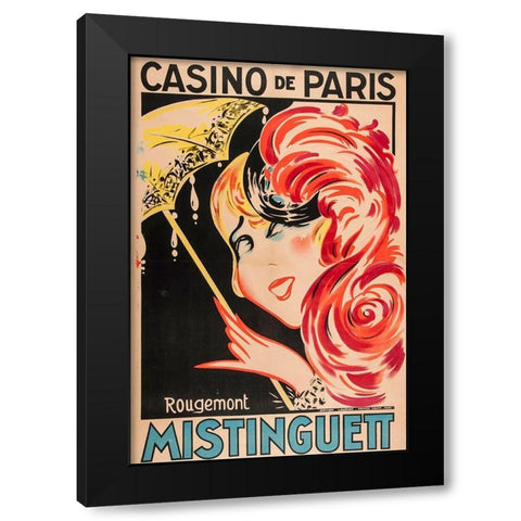 Mistinguett Black Modern Wood Framed Art Print with Double Matting by Vintage Apple Collection