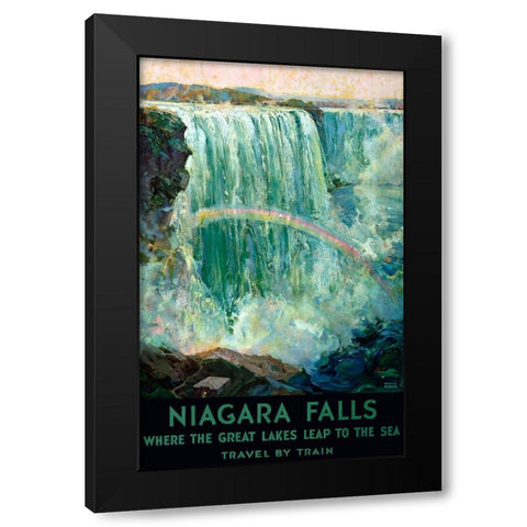 Niagara Falls Black Modern Wood Framed Art Print by Vintage Apple Collection