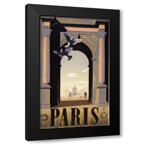 Paris Arc Triomph Black Modern Wood Framed Art Print by Vintage Apple Collection