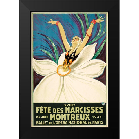 Paris Ballet Black Modern Wood Framed Art Print by Vintage Apple Collection