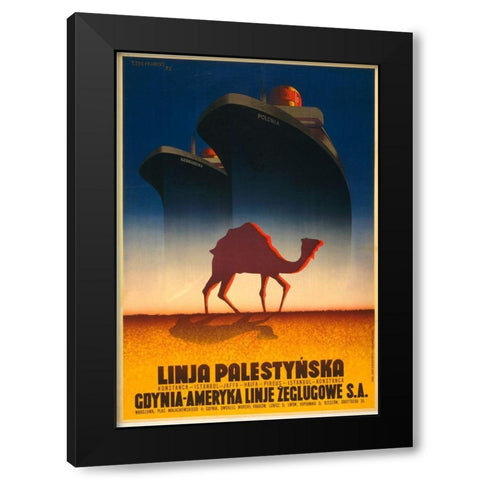 Polonya Black Modern Wood Framed Art Print by Vintage Apple Collection