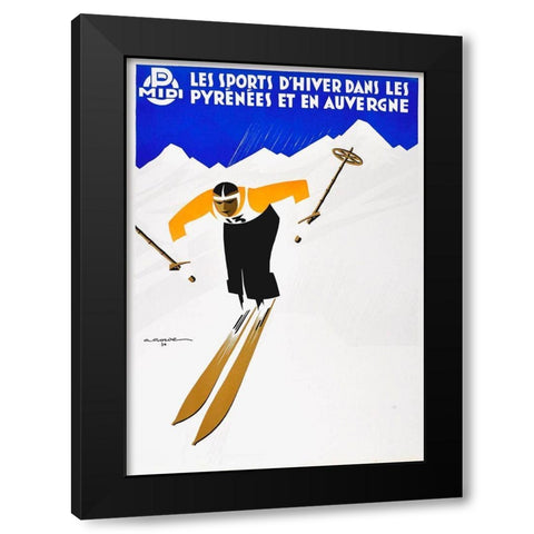 Pyrenees Black Modern Wood Framed Art Print by Vintage Apple Collection