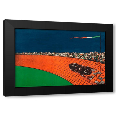 Racing Italy Black Modern Wood Framed Art Print by Vintage Apple Collection
