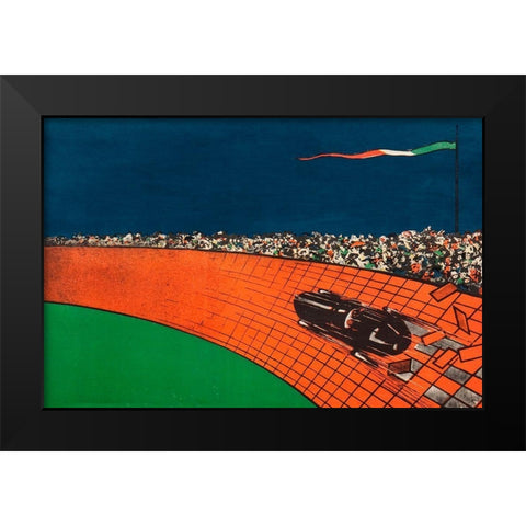 Racing Italy Black Modern Wood Framed Art Print by Vintage Apple Collection