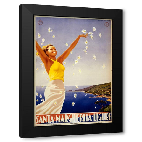 Santa Margherita Ligure Black Modern Wood Framed Art Print with Double Matting by Vintage Apple Collection