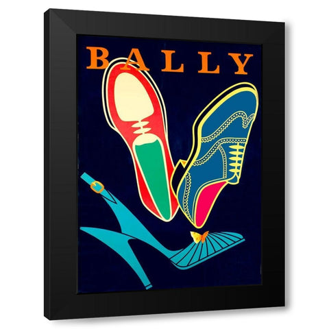 Shoes Advert Black Modern Wood Framed Art Print with Double Matting by Vintage Apple Collection