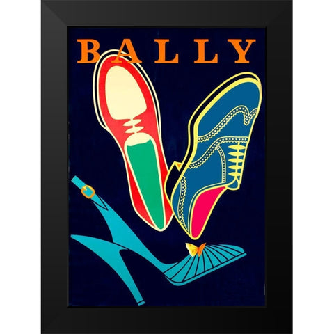 Shoes Advert Black Modern Wood Framed Art Print by Vintage Apple Collection