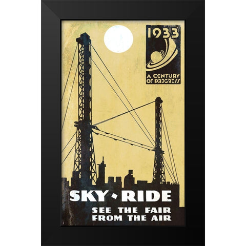 Skyride Yellow Black Modern Wood Framed Art Print by Vintage Apple Collection