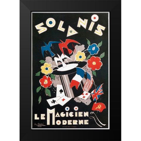 Solanis Black Modern Wood Framed Art Print by Vintage Apple Collection