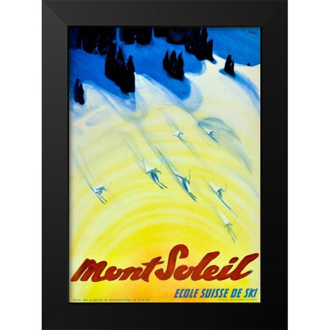 Sun Mountain Black Modern Wood Framed Art Print by Vintage Apple Collection