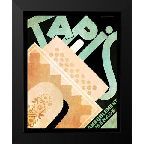 Tapis Black Modern Wood Framed Art Print by Vintage Apple Collection