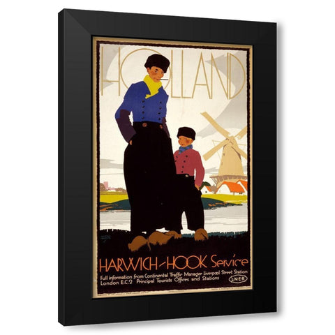 Travel Holland Black Modern Wood Framed Art Print with Double Matting by Vintage Apple Collection