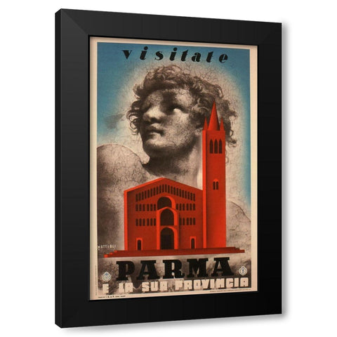 Visitate Parma Black Modern Wood Framed Art Print with Double Matting by Vintage Apple Collection