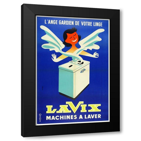 Washing Machine Black Modern Wood Framed Art Print by Vintage Apple Collection