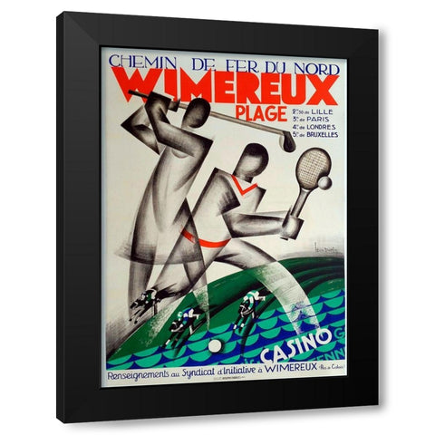 Wimereaux Black Modern Wood Framed Art Print by Vintage Apple Collection