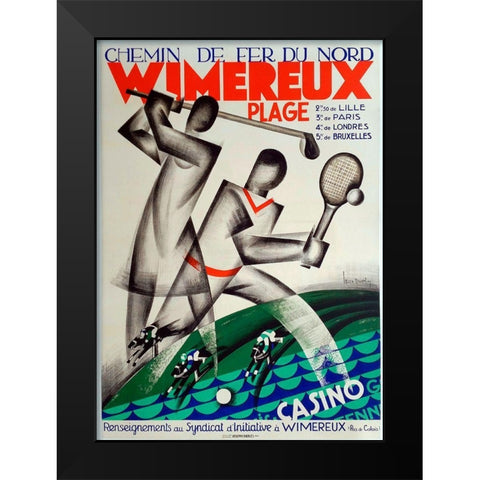 Wimereaux Black Modern Wood Framed Art Print by Vintage Apple Collection