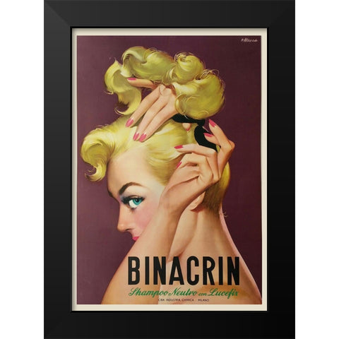 Glamour Shampoo Black Modern Wood Framed Art Print by Vintage Apple Collection