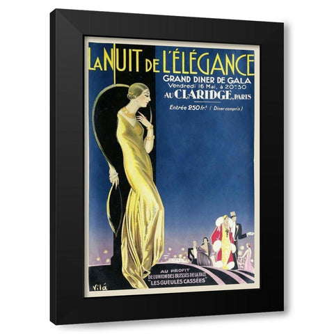 Nuit Elegance Black Modern Wood Framed Art Print with Double Matting by Vintage Apple Collection