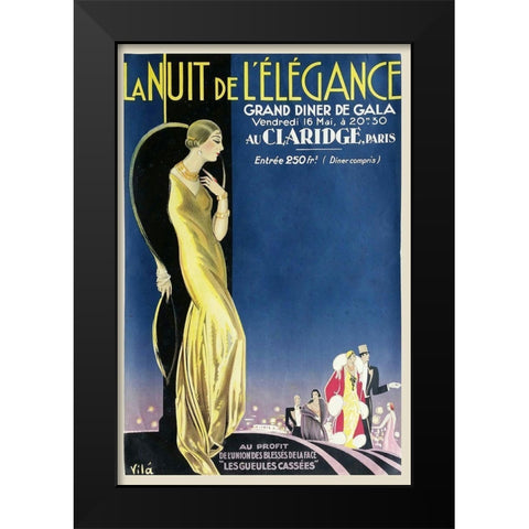 Nuit Elegance Black Modern Wood Framed Art Print by Vintage Apple Collection
