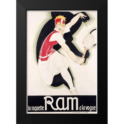 RAM Art Deco Tennis Black Modern Wood Framed Art Print by Vintage Apple Collection