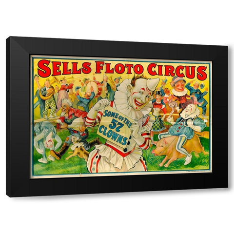Sells Circus Black Modern Wood Framed Art Print with Double Matting by Vintage Apple Collection