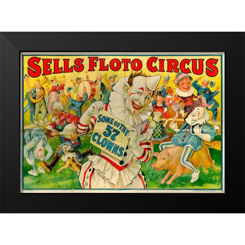Sells Circus Black Modern Wood Framed Art Print by Vintage Apple Collection