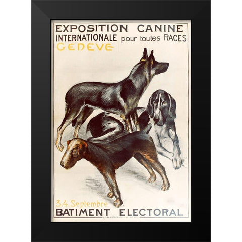 Exposition Canine Geneva Black Modern Wood Framed Art Print by Vintage Apple Collection