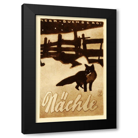 fox nite Black Modern Wood Framed Art Print with Double Matting by Vintage Apple Collection
