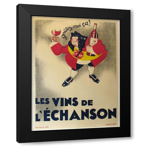 French Wine Black Modern Wood Framed Art Print with Double Matting by Vintage Apple Collection