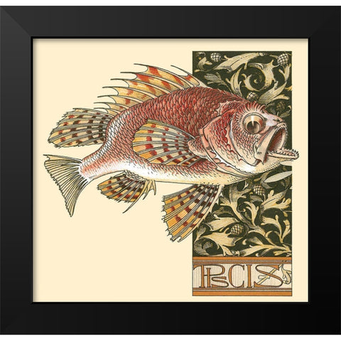 Seder Fish Black Modern Wood Framed Art Print by Vintage Apple Collection