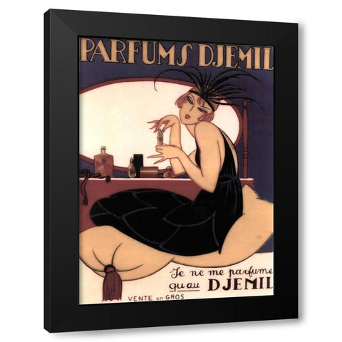 Art Deco Girl Black Modern Wood Framed Art Print by Vintage Apple Collection