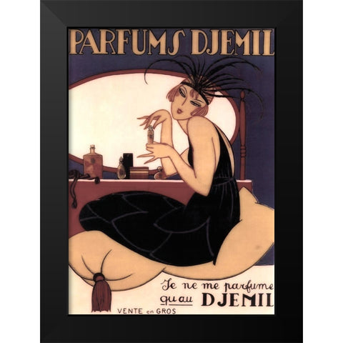 Art Deco Girl Black Modern Wood Framed Art Print by Vintage Apple Collection