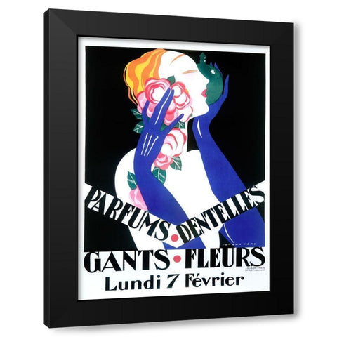 Art Deco Parfum Black Modern Wood Framed Art Print by Vintage Apple Collection