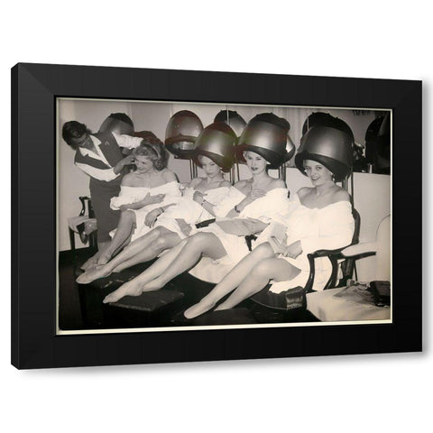 Beauty Salon BW Black Modern Wood Framed Art Print with Double Matting by Vintage Apple Collection