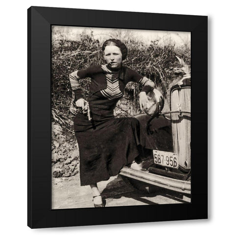 Bonnie Parker Black Modern Wood Framed Art Print by Vintage Apple Collection