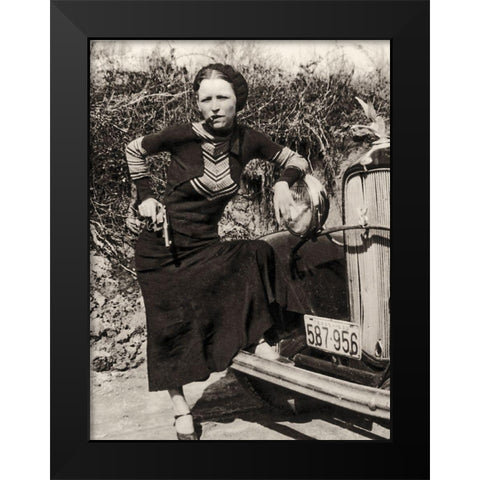 Bonnie Parker Black Modern Wood Framed Art Print by Vintage Apple Collection