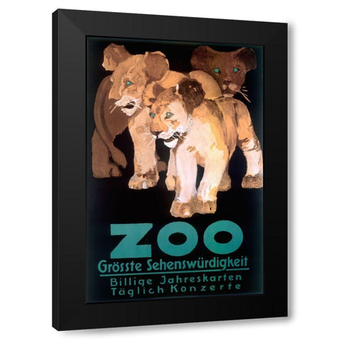Cub Zoo Black Modern Wood Framed Art Print with Double Matting by Vintage Apple Collection