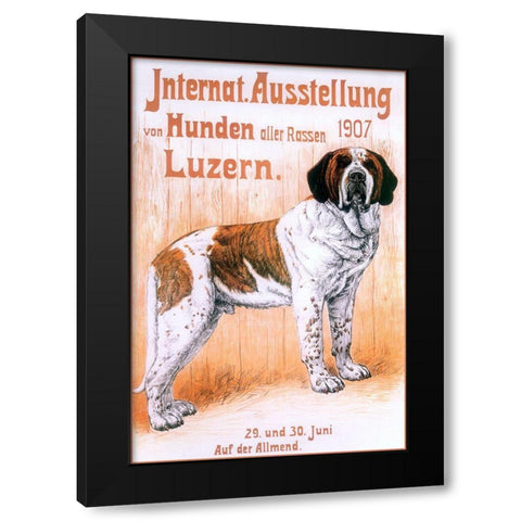 German Dog Black Modern Wood Framed Art Print by Vintage Apple Collection