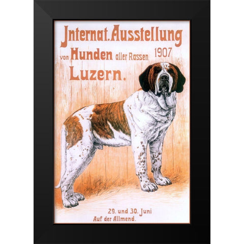 German Dog Black Modern Wood Framed Art Print by Vintage Apple Collection