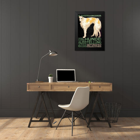 German Hound Dog Black Modern Wood Framed Art Print by Vintage Apple Collection