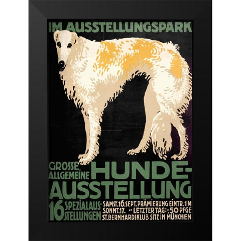 German Hound Dog Black Modern Wood Framed Art Print by Vintage Apple Collection