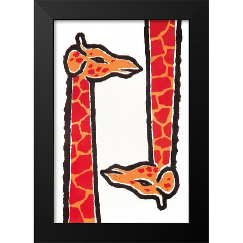 Giraffes Black Modern Wood Framed Art Print by Vintage Apple Collection