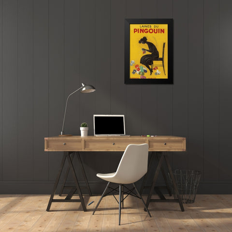 Knitting Yarn Black Modern Wood Framed Art Print by Vintage Apple Collection
