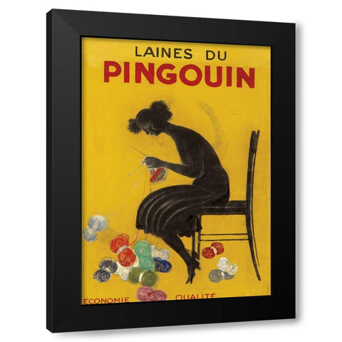 Knitting Yarn Black Modern Wood Framed Art Print with Double Matting by Vintage Apple Collection