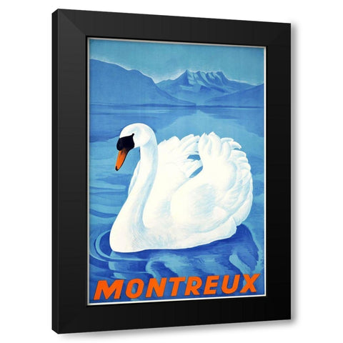 Montreaux Black Modern Wood Framed Art Print by Vintage Apple Collection