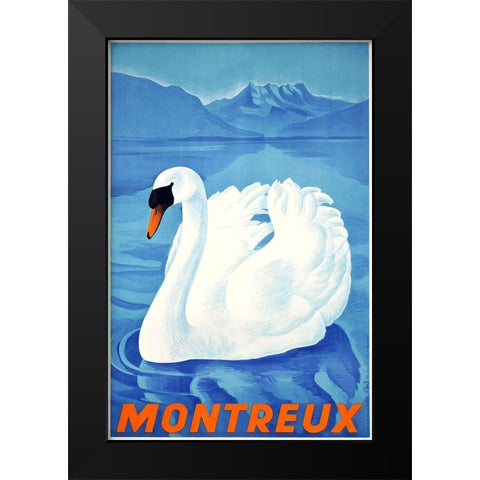 Montreaux Black Modern Wood Framed Art Print by Vintage Apple Collection