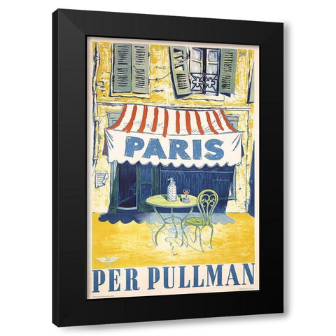 Paris Cafe Black Modern Wood Framed Art Print with Double Matting by Vintage Apple Collection