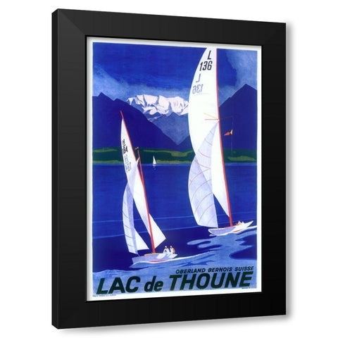 Sailboats I Black Modern Wood Framed Art Print with Double Matting by Vintage Apple Collection