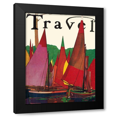 Sailboats II Black Modern Wood Framed Art Print with Double Matting by Vintage Apple Collection